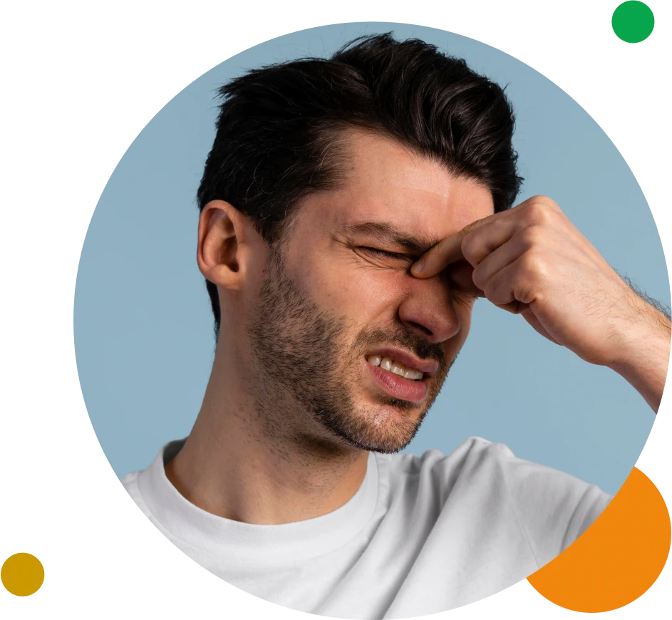 Man struggling with uncomfortable contact lenses.