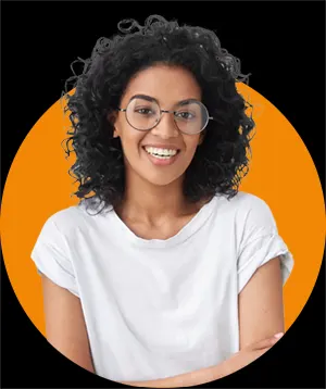 Woman with glasses.